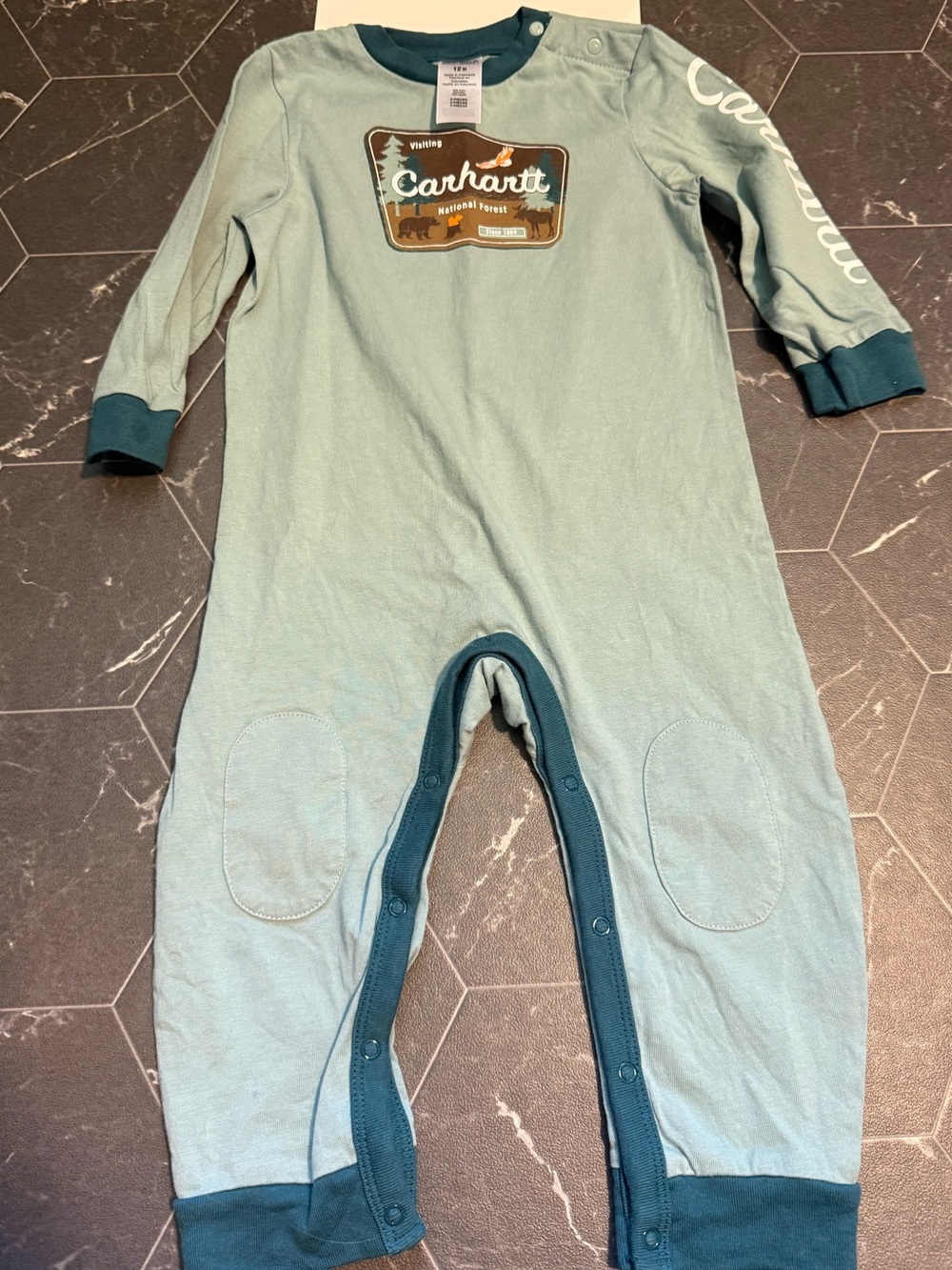 Carhartt Toddler Teal & Dark Teal Long-Sleeve One-Piece Footie